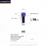 S-PARTS A2 M5 Titanium Screws — L10–40mm Blue