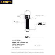 S-PARTS A2 M5 Titanium Screws L25mm Black