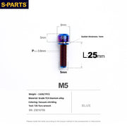S-PARTS A2 M5 Titanium Screws — L10–40mm Blue