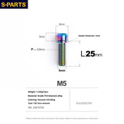 S-PARTS A2 M5 Titanium Screws — L10–40mm Rainbow