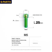 S-PARTS A2 M5 Titanium Screws — L10–40mm Green