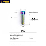 S-PARTS A2 M5 Titanium Screws — L10–40mm Rainbow