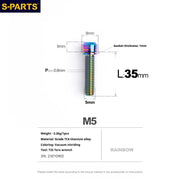 S-PARTS A2 M5 Titanium Screws L35mm Rainbow