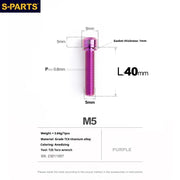 S-PARTS A2 M5 Titanium Screws L40mm Purple