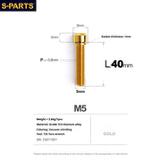 S-PARTS A2 M5 Titanium Screws L40mm Gold