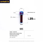 S-PARTS A2 Series M5 L10-40mm Titanium Screws