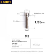 S-PARTS A2 Series M5 L10-40mm Titanium Screws