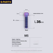 S-PARTS A2 Series M5 L10-40mm Titanium Screws