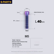 S-PARTS A2 Series M5 L10-40mm Titanium Screws