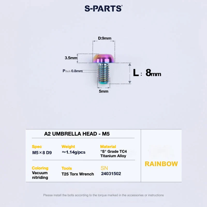 S-PARTS A2 Titanium UMBRELLA HEAD M5 × 8