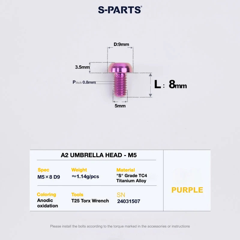 S-PARTS A2 Titanium UMBRELLA HEAD M5 × 8