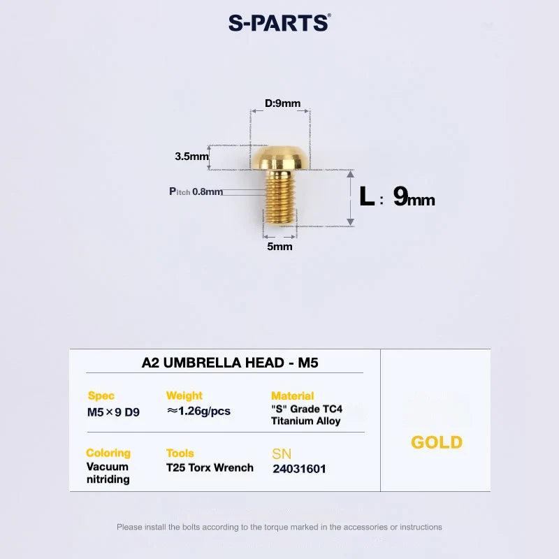 S-PARTS A2 Titanium UMBRELLA HEAD M5 × 8