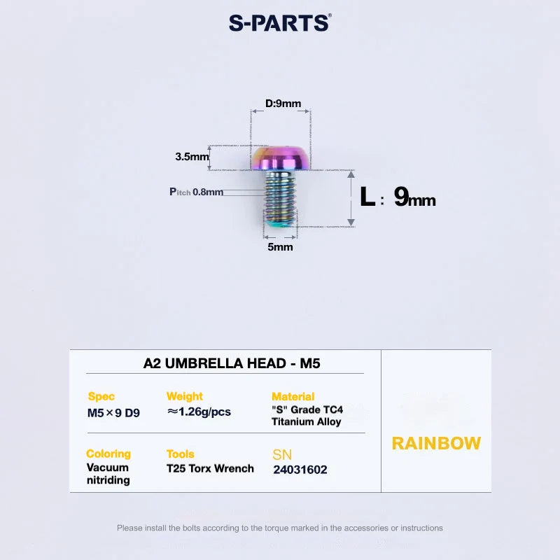 S-PARTS A2 Titanium UMBRELLA HEAD M5 × 8