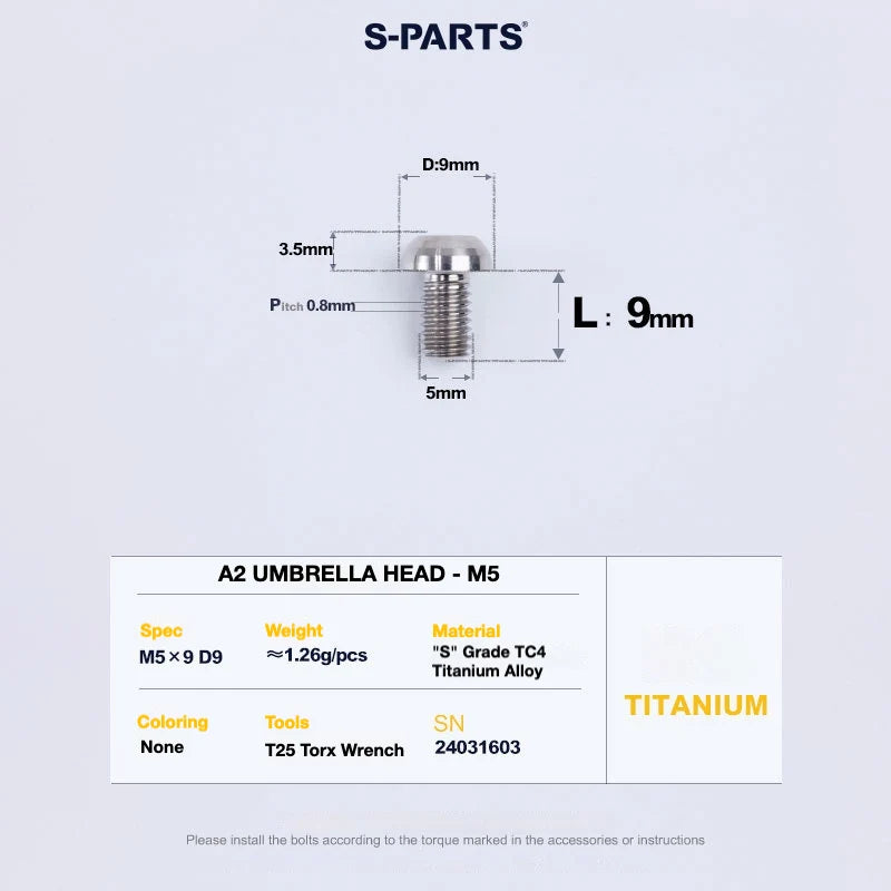 S-PARTS A2 Titanium UMBRELLA HEAD M5 × 8