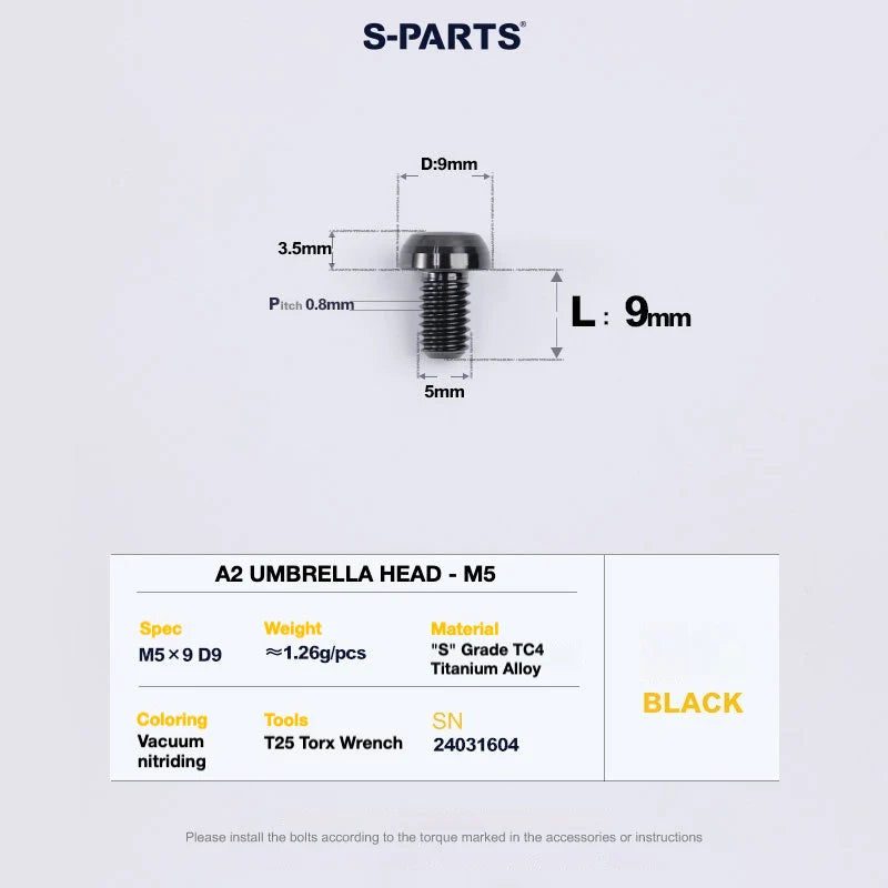S-PARTS A2 Titanium UMBRELLA HEAD M5 × 8