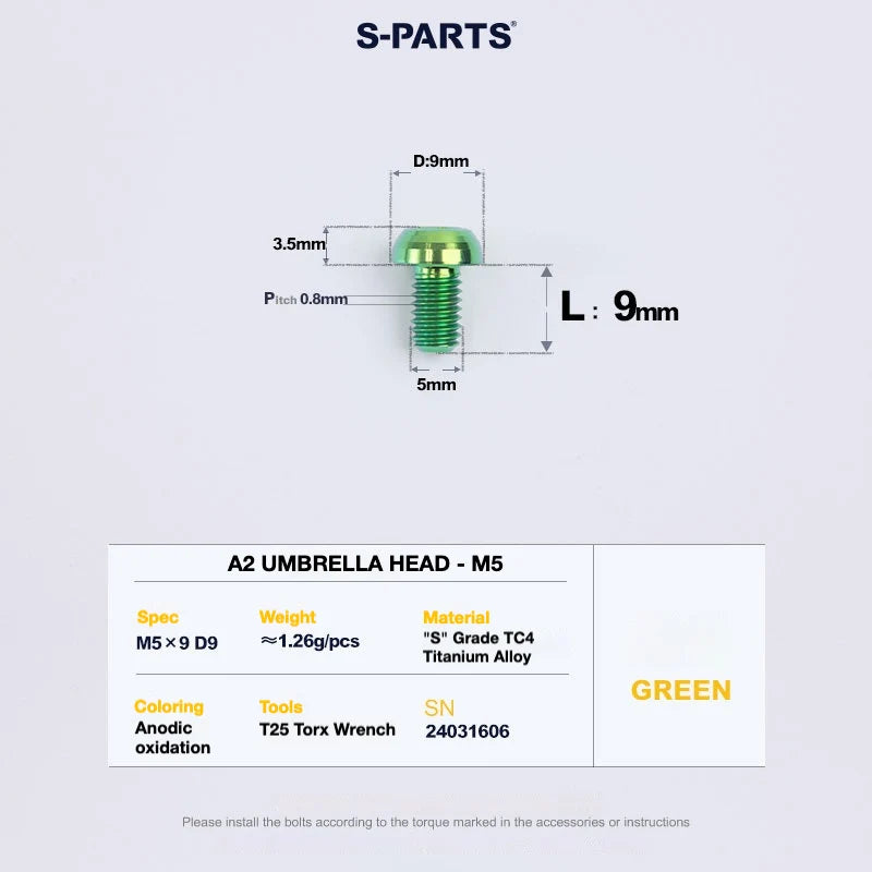 S-PARTS A2 Titanium UMBRELLA HEAD M5 × 8
