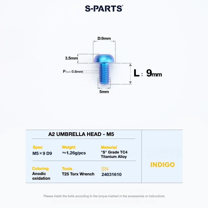 S-PARTS A2 Titanium UMBRELLA HEAD M5 × 8