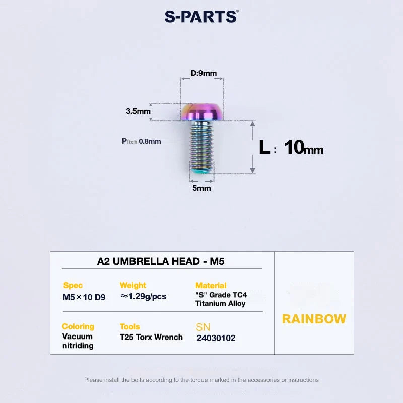 S-PARTS A2 Titanium UMBRELLA HEAD M5 × 8