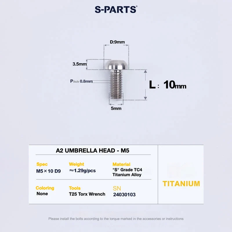 S-PARTS A2 Titanium UMBRELLA HEAD M5 × 8