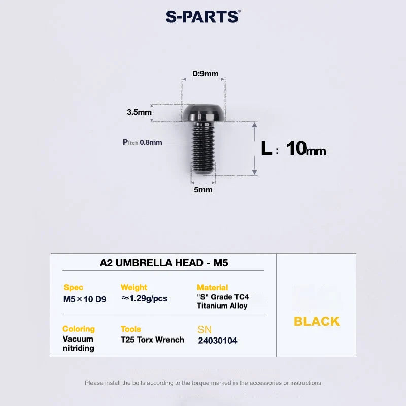 S-PARTS A2 Titanium UMBRELLA HEAD M5 × 8