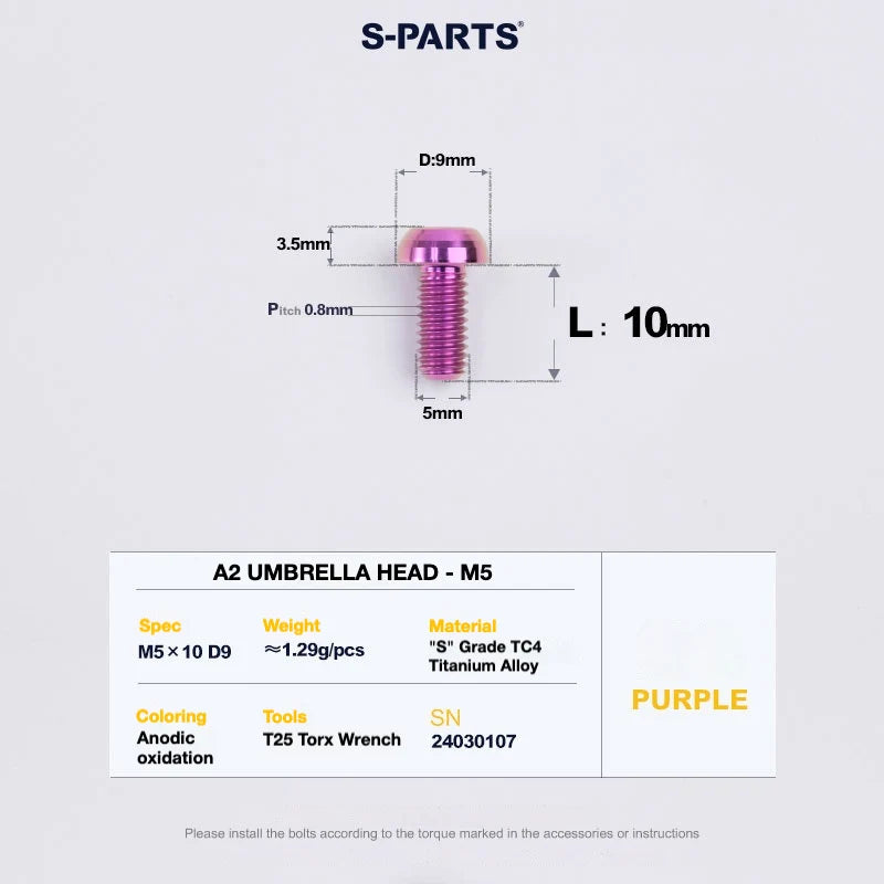 S-PARTS A2 Titanium UMBRELLA HEAD M5 × 8