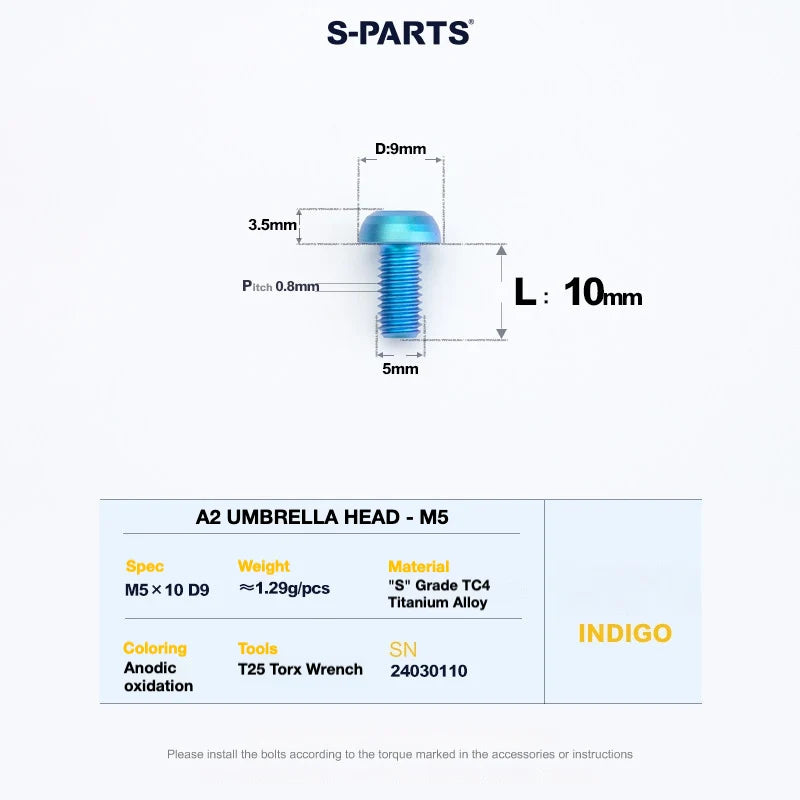S-PARTS A2 Titanium UMBRELLA HEAD M5 × 8