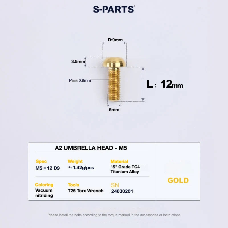 S-PARTS A2 Titanium UMBRELLA HEAD M5 × 8