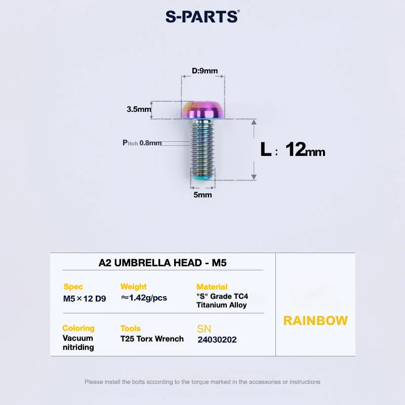 S-PARTS A2 Titanium UMBRELLA HEAD M5 × 8