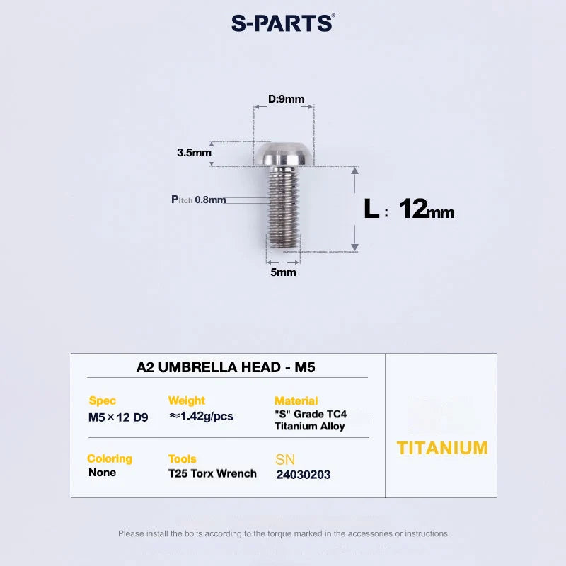 S-PARTS A2 Titanium UMBRELLA HEAD M5 × 8