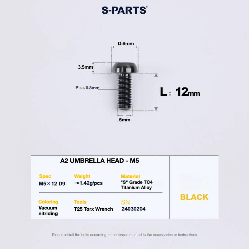 S-PARTS A2 Titanium UMBRELLA HEAD M5 × 8