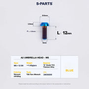 S-PARTS A2 Titanium UMBRELLA HEAD M5 × 8