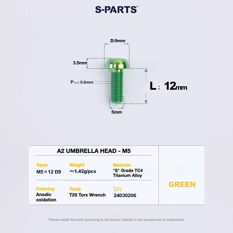 S-PARTS A2 Titanium UMBRELLA HEAD M5 × 8