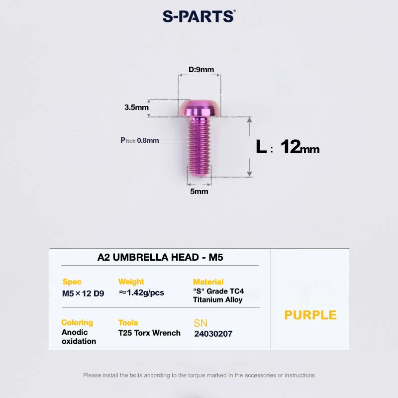 S-PARTS A2 Titanium UMBRELLA HEAD M5 × 8