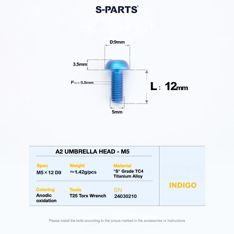 S-PARTS A2 Titanium UMBRELLA HEAD M5 × 8