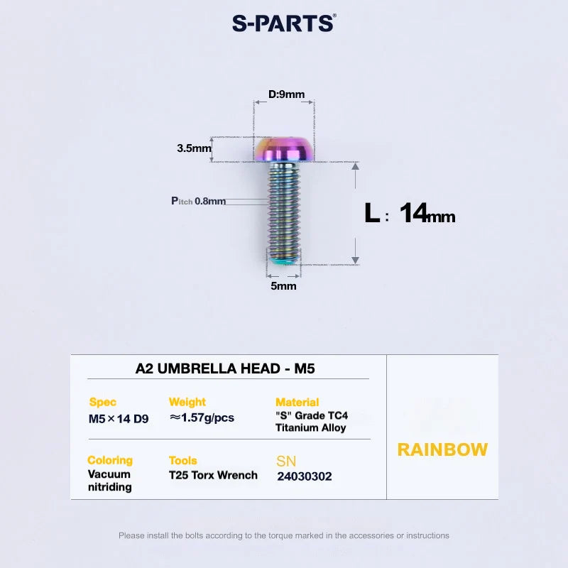 S-PARTS A2 Titanium UMBRELLA HEAD M5 × 8