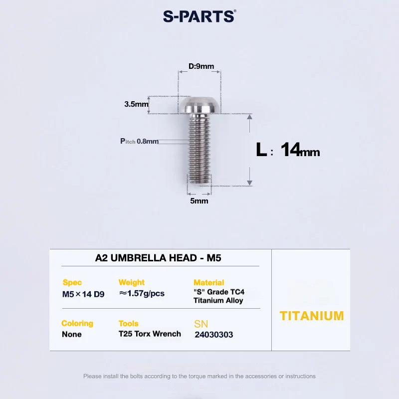S-PARTS A2 Titanium UMBRELLA HEAD M5 × 8