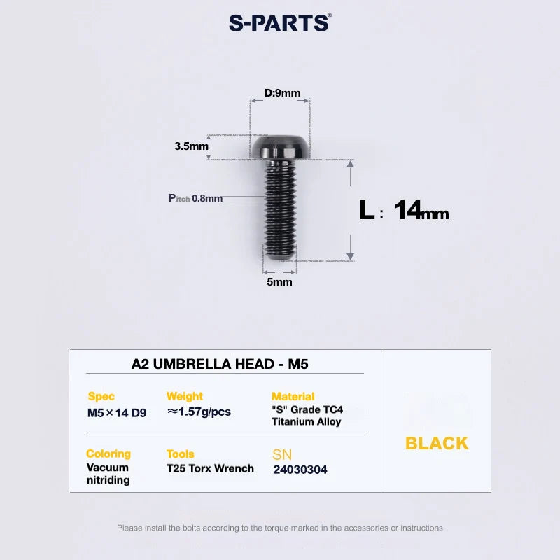 S-PARTS A2 Titanium UMBRELLA HEAD M5 × 8