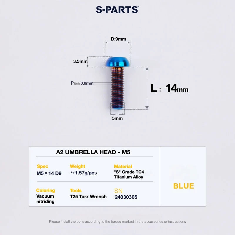 S-PARTS A2 Titanium UMBRELLA HEAD M5 × 8