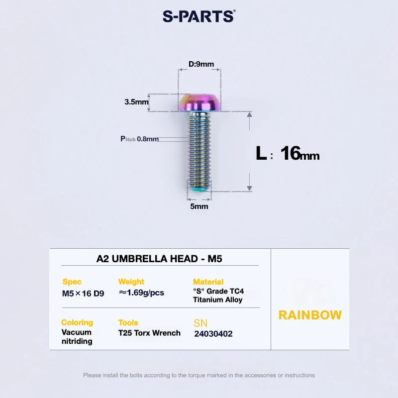 S-PARTS A2 Titanium UMBRELLA HEAD M5 × 8