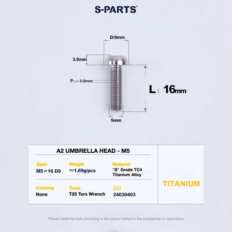 S-PARTS A2 Titanium UMBRELLA HEAD M5 × 8