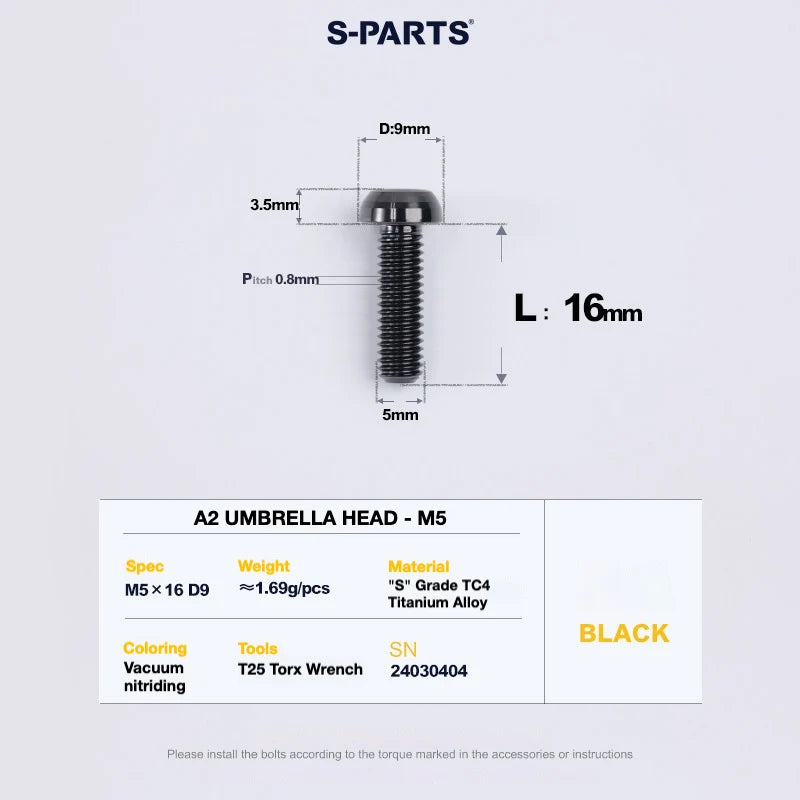 S-PARTS A2 Titanium UMBRELLA HEAD M5 × 8