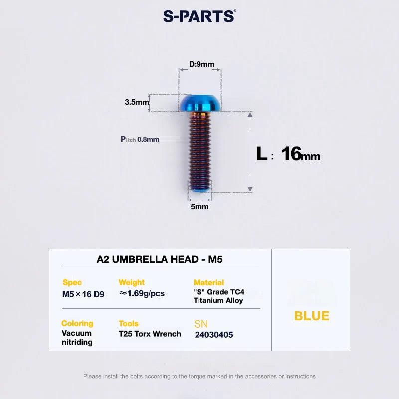 S-PARTS A2 Titanium UMBRELLA HEAD M5 × 8