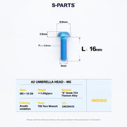 S-PARTS A2 Titanium UMBRELLA HEAD M5 × 8