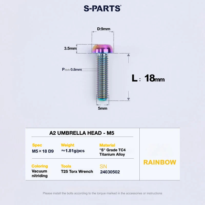 S-PARTS A2 Titanium UMBRELLA HEAD M5 × 8