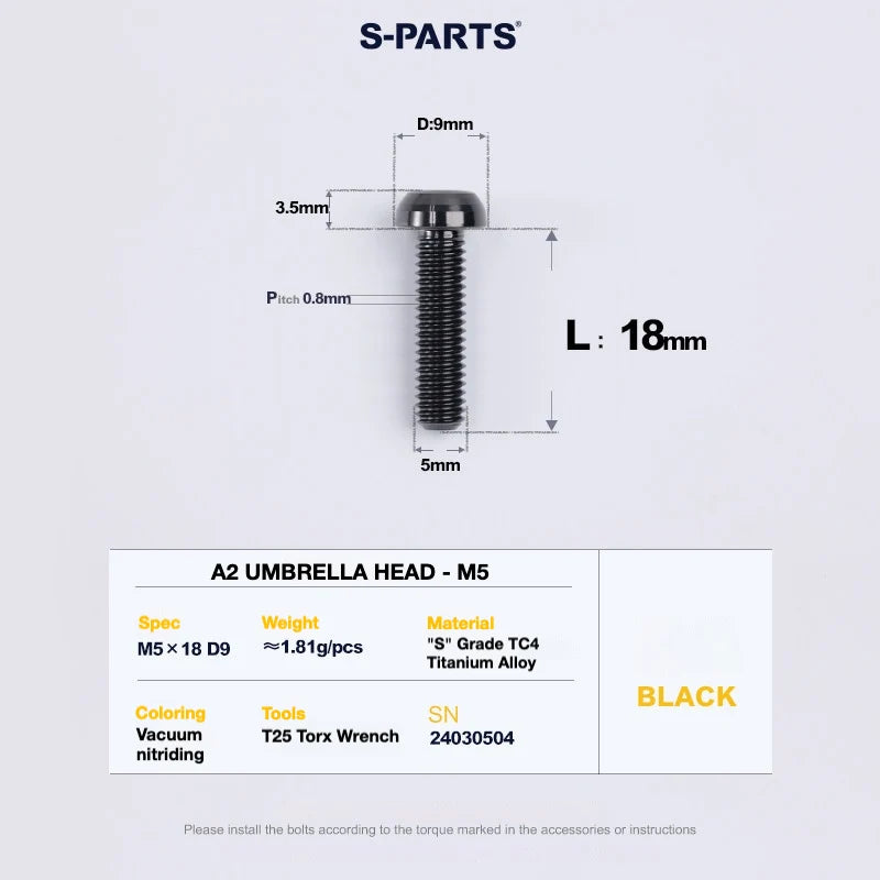 S-PARTS A2 Titanium UMBRELLA HEAD M5 × 8