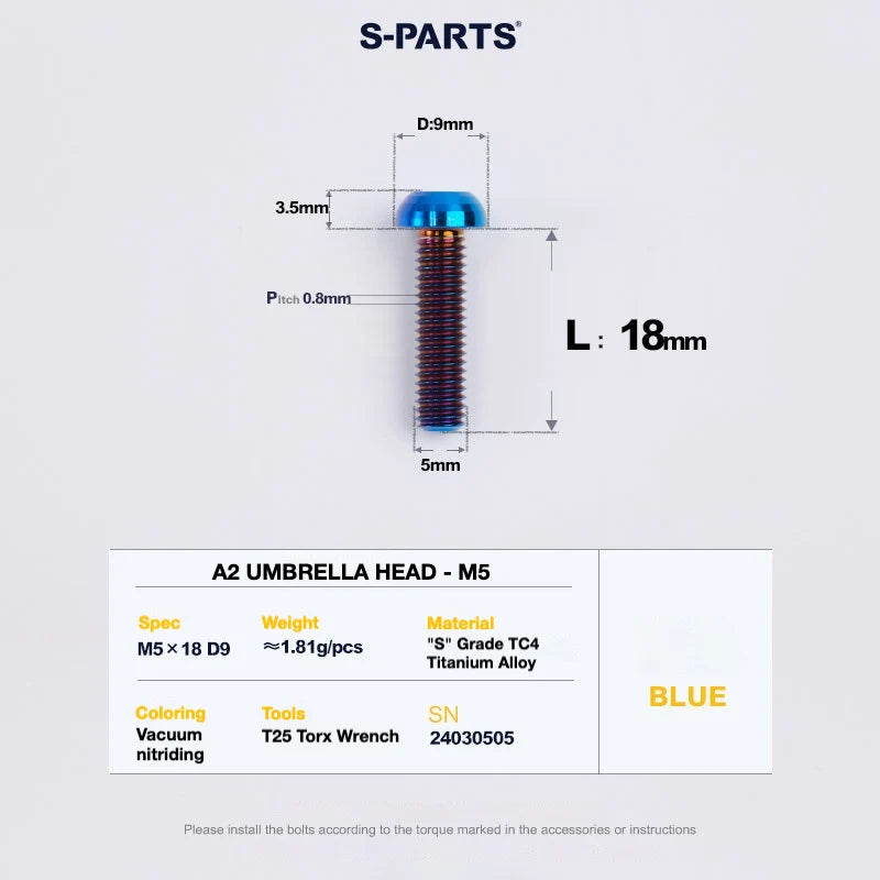 S-PARTS A2 Titanium UMBRELLA HEAD M5 × 8