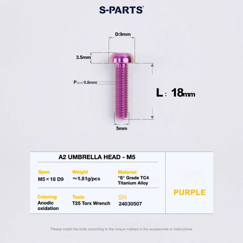 S-PARTS A2 Titanium UMBRELLA HEAD M5 × 8
