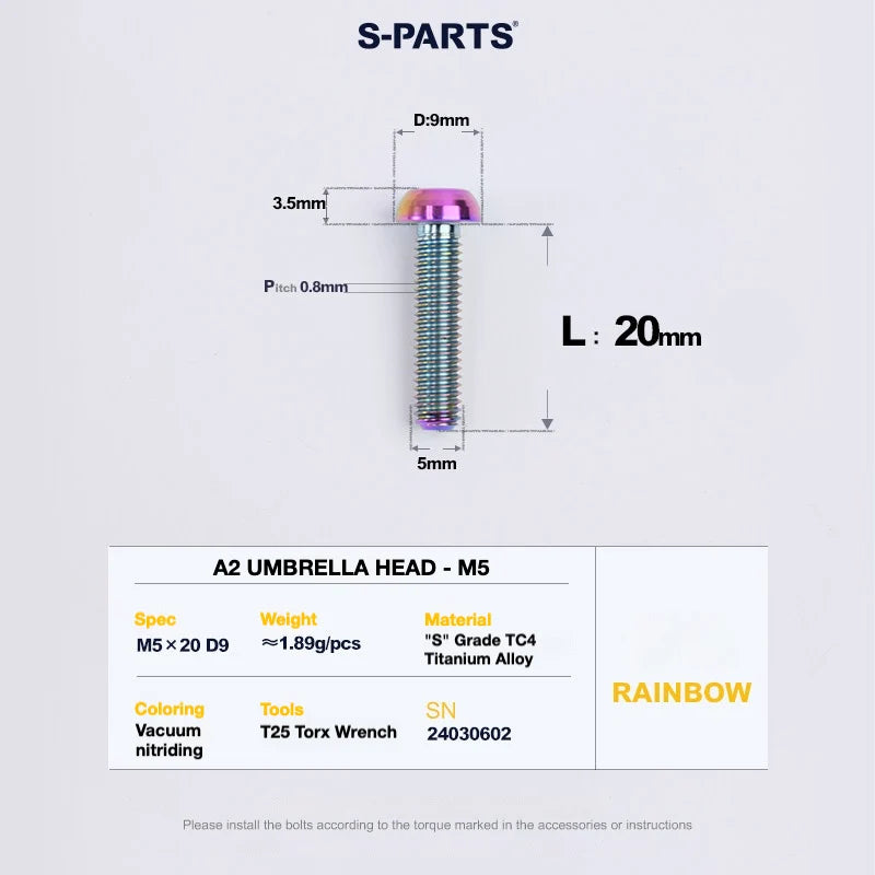 S-PARTS A2 Titanium UMBRELLA HEAD M5 × 8