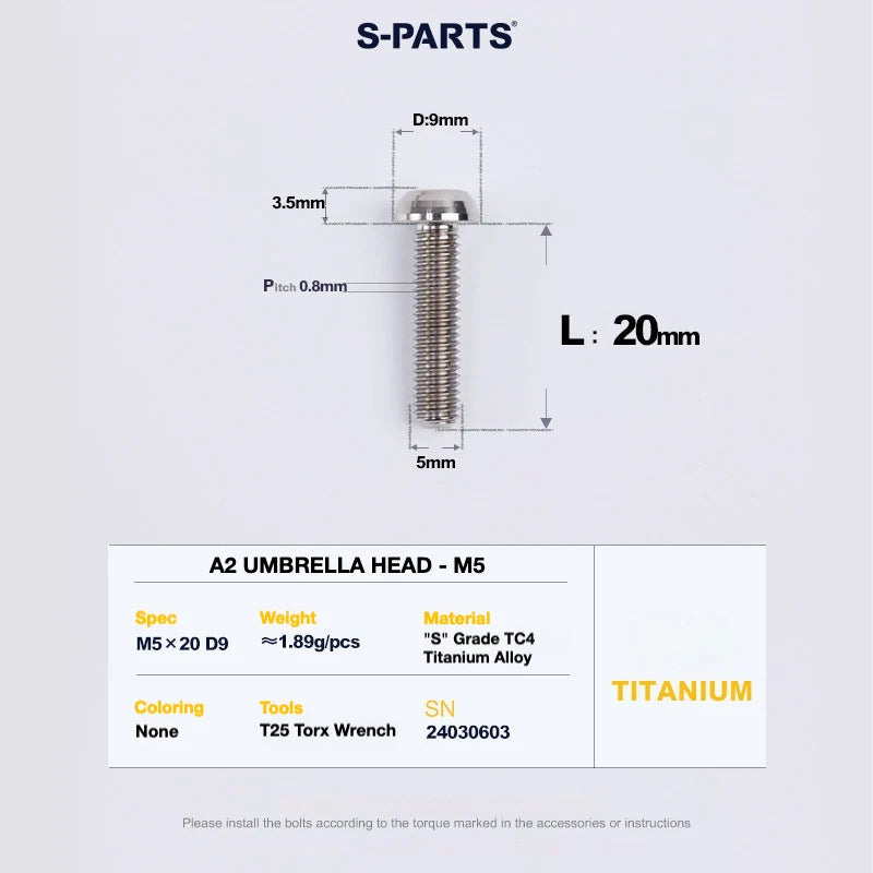 S-PARTS A2 Titanium UMBRELLA HEAD M5 × 8