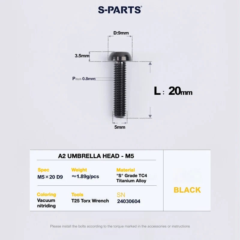 S-PARTS A2 Titanium UMBRELLA HEAD M5 × 8